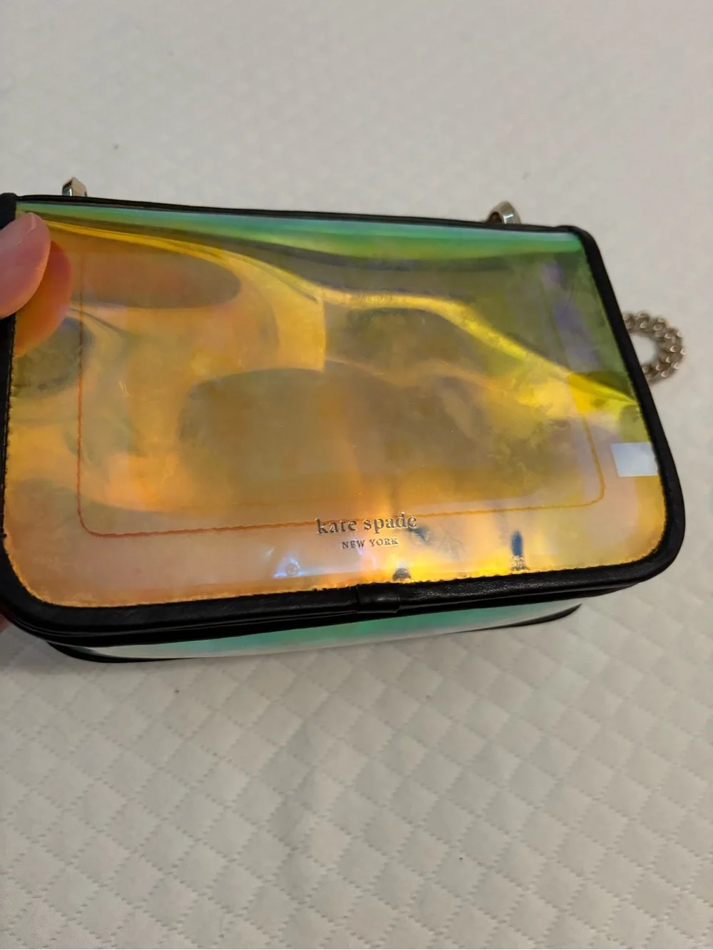 RARE Kate Spade Nicola Iridescent Holographic Heart Crossbody Flap Bag COLLECTOR